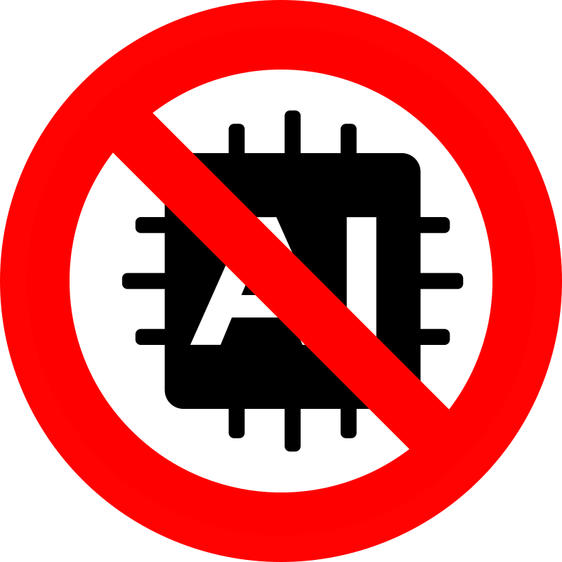 Anti-ai symbol or sign red
