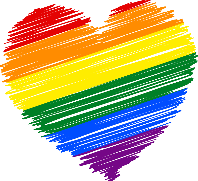 LGBTQ+ rainbow heart doodle drawing