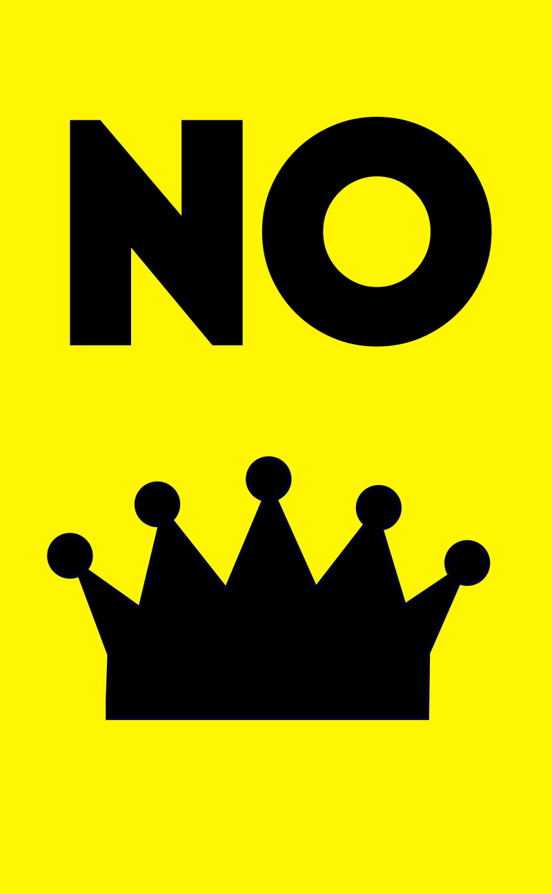 Yellow NO kings symbol placard