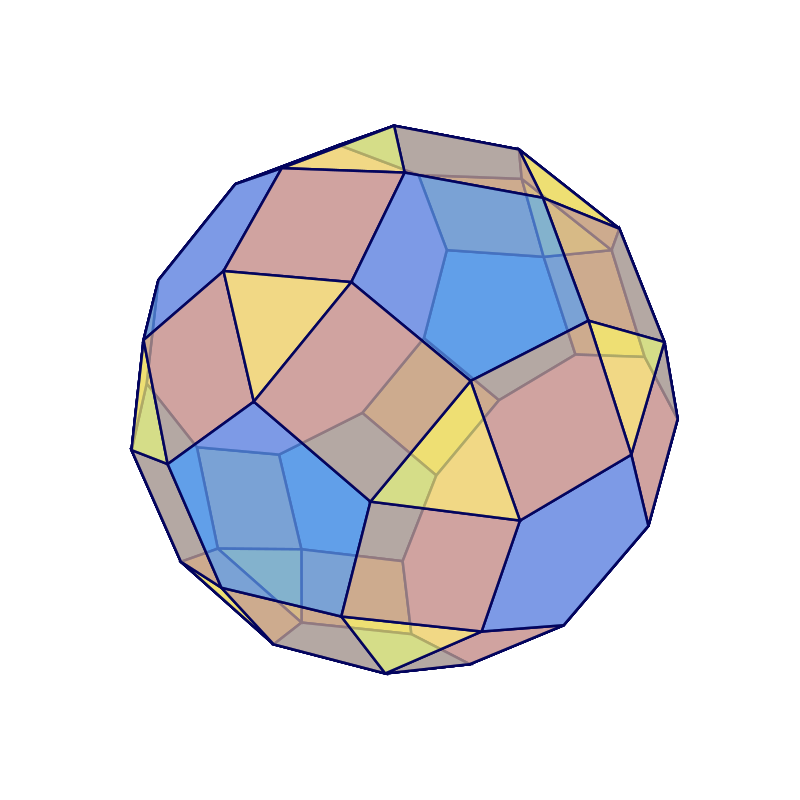 Metabidiminished Rhombicosidodecahedron Rotate Animation Perspective - Opacity