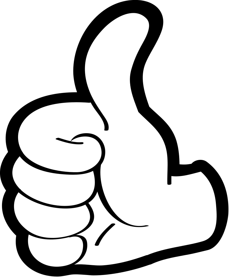 Cartoon Thumbs Up Black and White