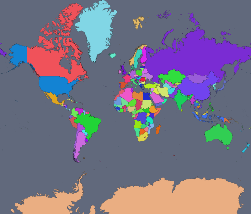 Pseudo-Mercator World Map