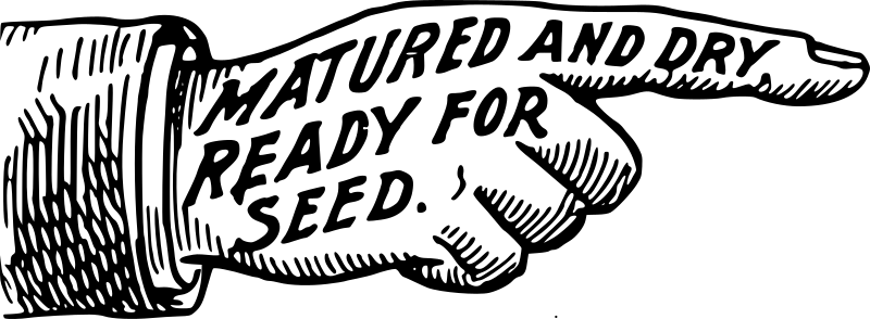 Pointing hand with text