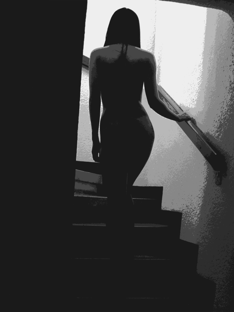 A woman on the stairs