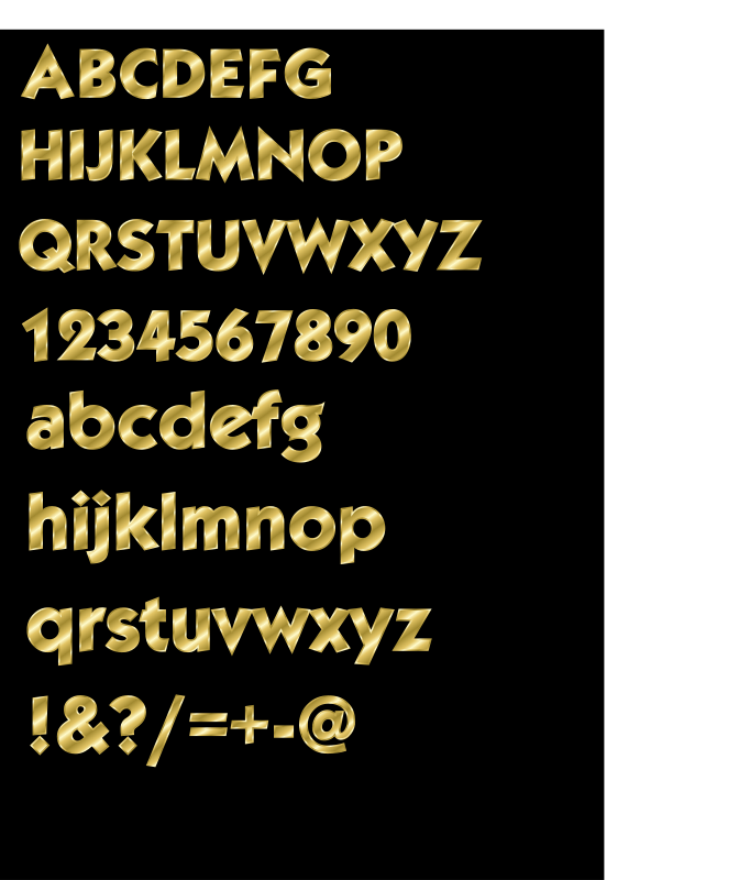 Effect Letters alphabet gold