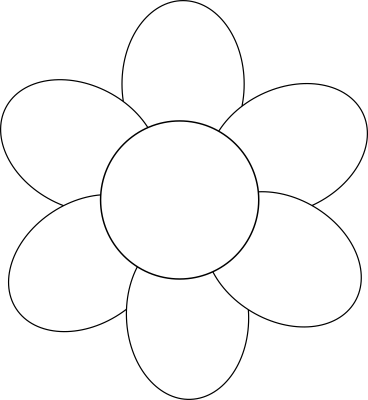 Flower six petals black outline