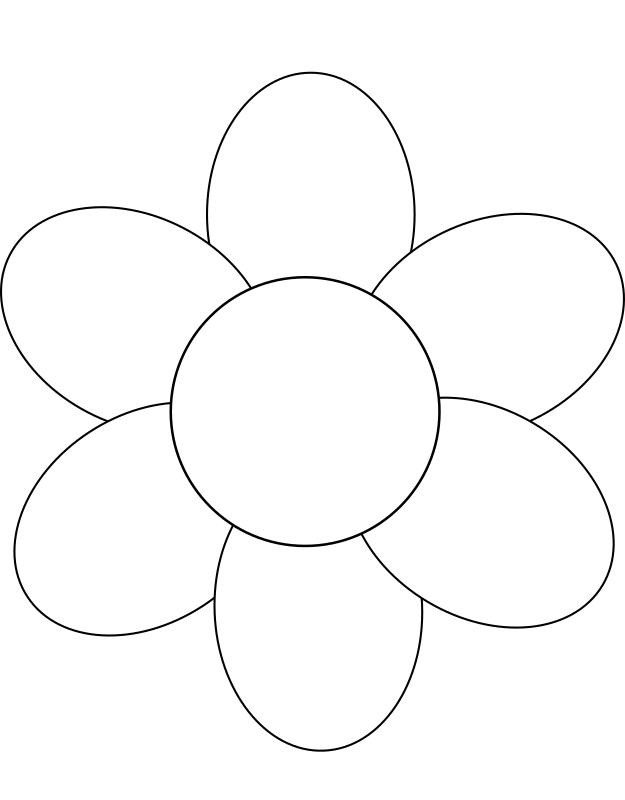 Flower six petals black outline with upper and lower text