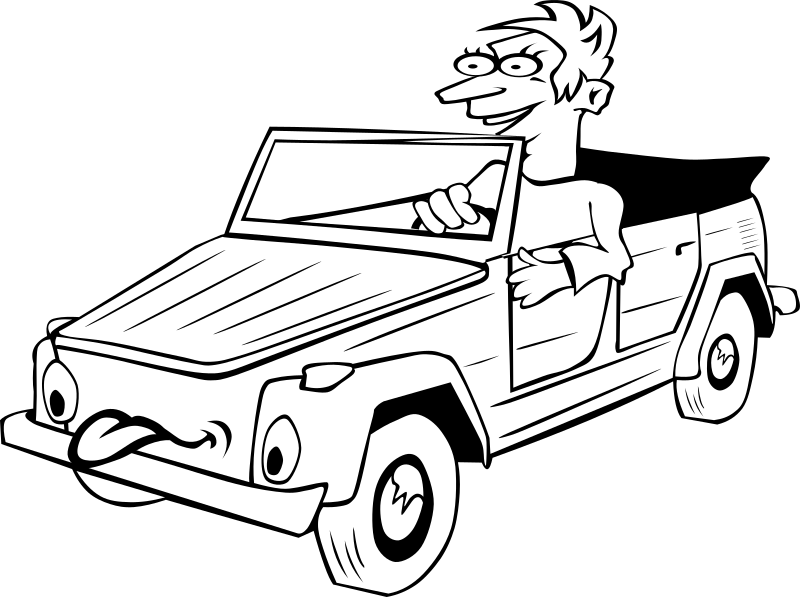 Boy Driving Car Cartoon