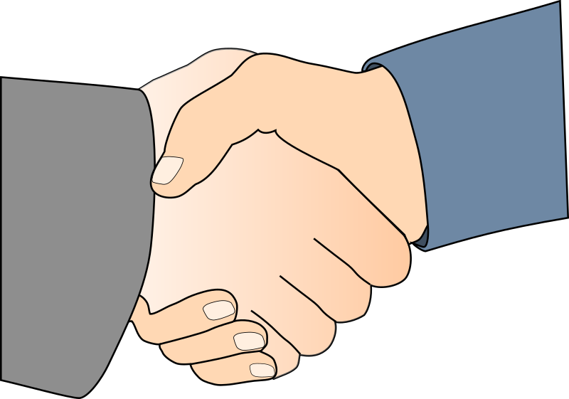 Handshake with Black Outline (white man hands)