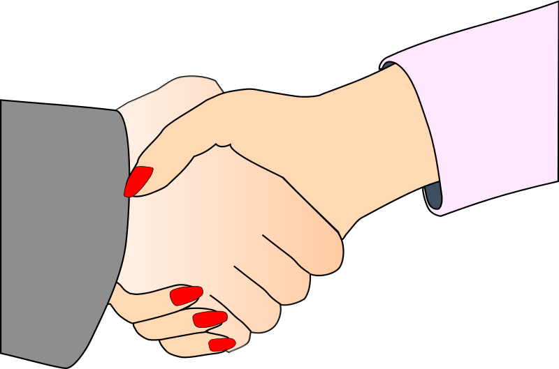 Handshake with Black Outline (white man and woman)