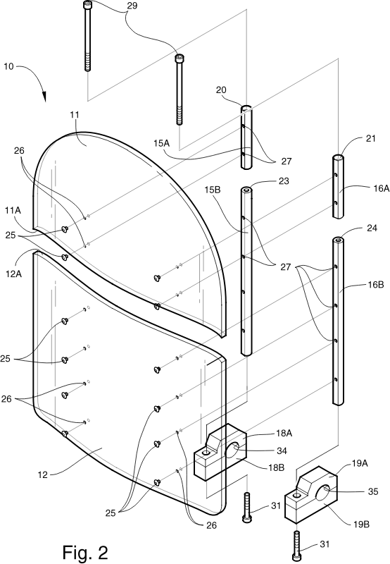 Motorcycle Windshield Exploded View