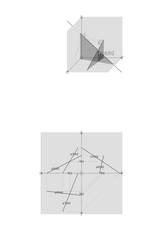 intersection point of two lines, -- zwei kreuzende Geraden