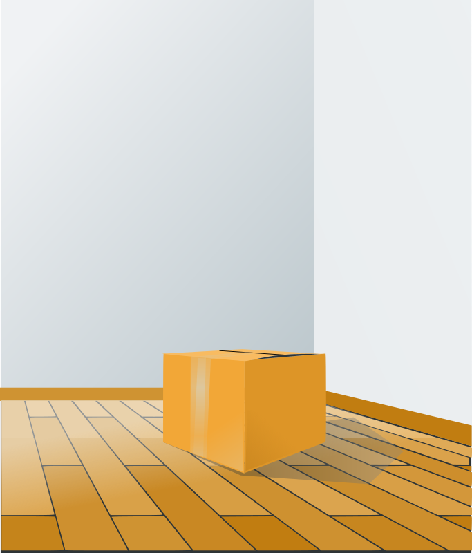 box over wood floor