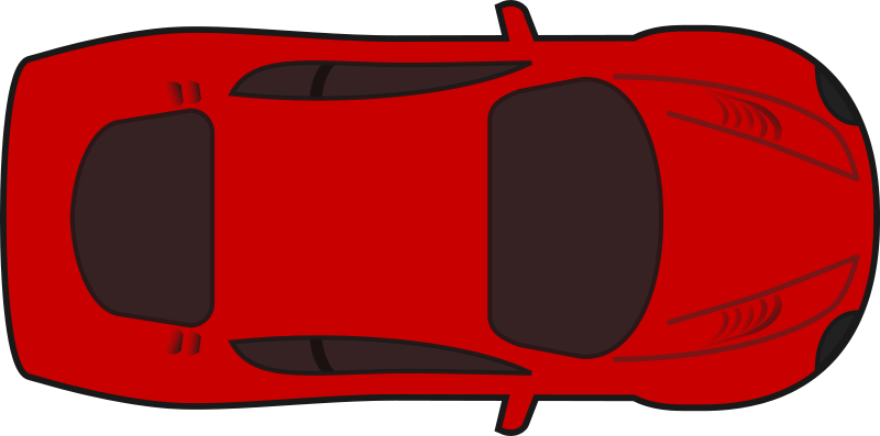 Red racing car top view