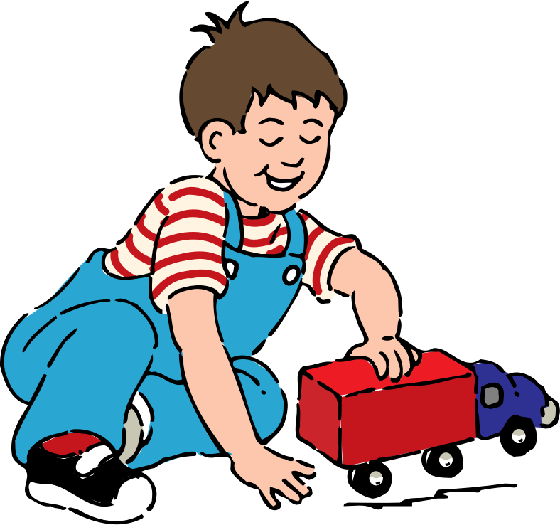 boy playing with toy truck