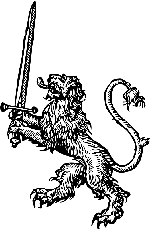 lion with sword