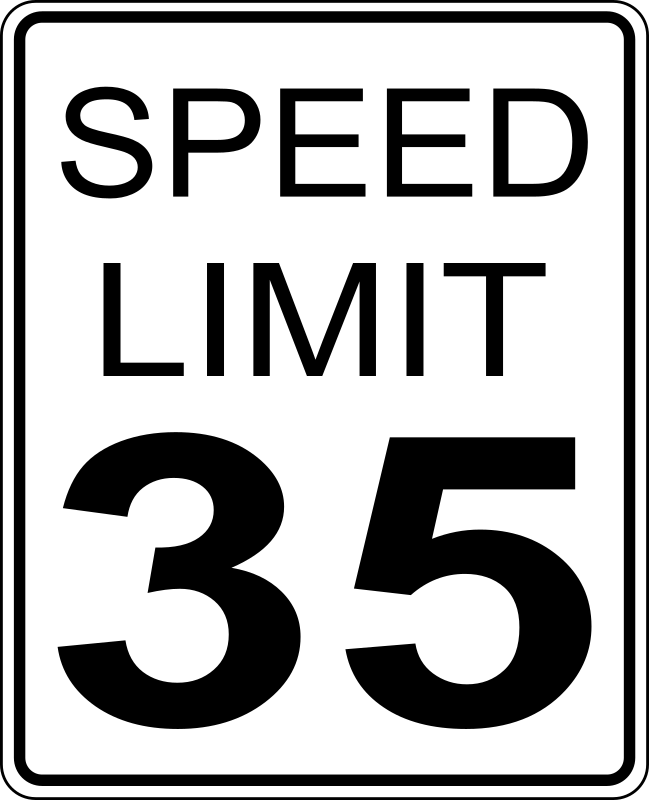 CA speed limit 35 roadsign