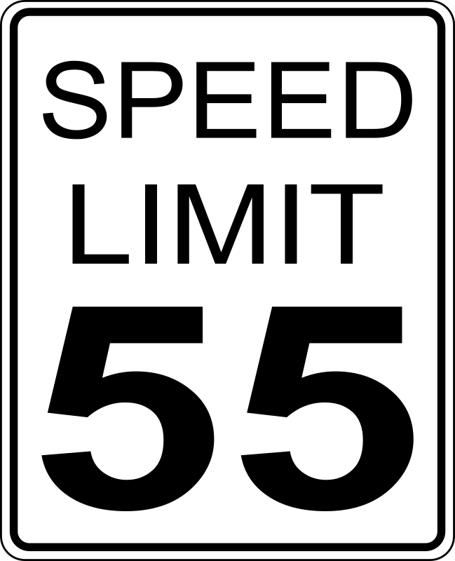 CA speed limit 55 roadsign