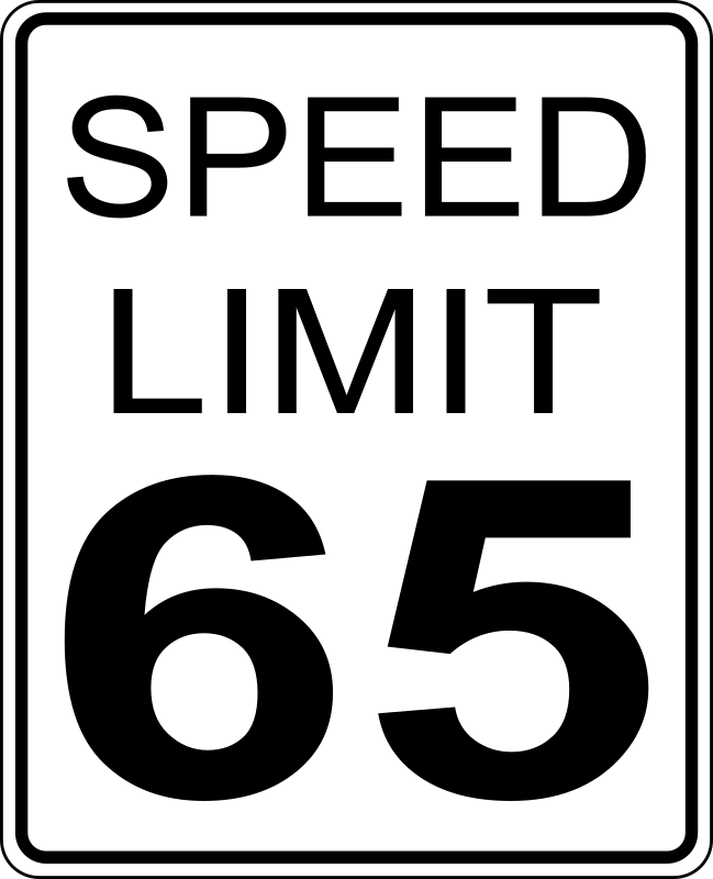 CA speed limit 65 roadsign