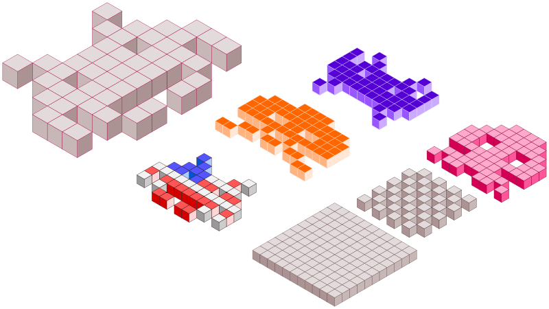 Space Invaders 3D blocks