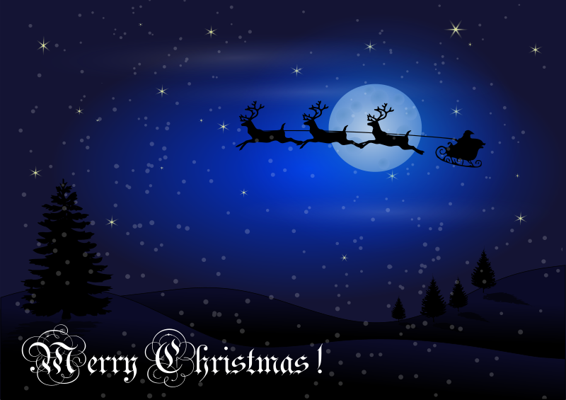 Christmas Card with Santa + Reindeer