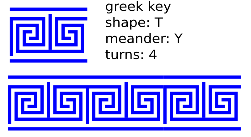 greek key T shape/4 turns/meander/lines