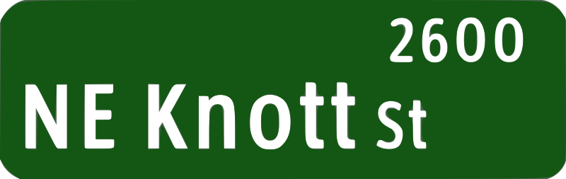 Portland Oregon street name sign: NE Knott St