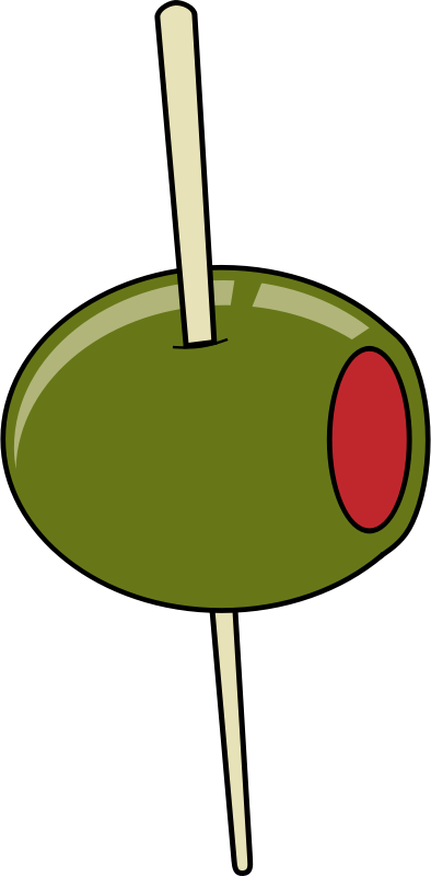 green olive on a toothpick