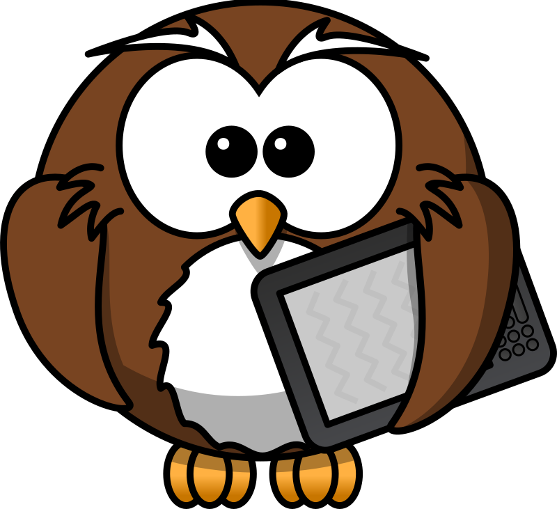 Owl with ebook reader by bocian - Owl with ebook reader