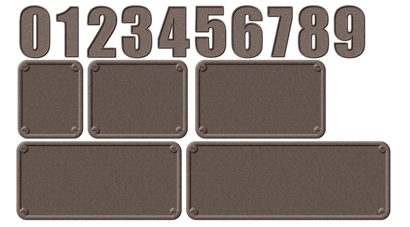 Clipart - Metal Numbers and Backgrounds