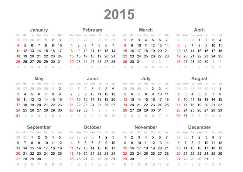 small calendars 2015