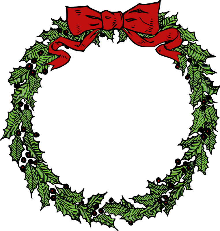 christmas wreath clipart black and white - photo #33