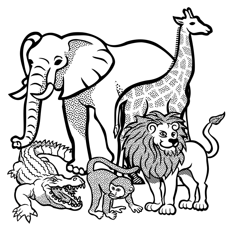 Clipart - african animals - lineart