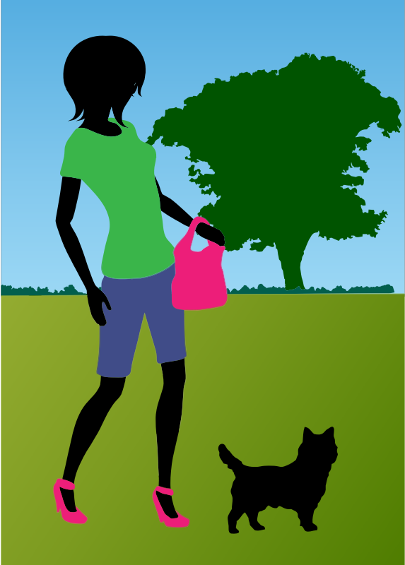 free clipart woman walking dog - photo #28