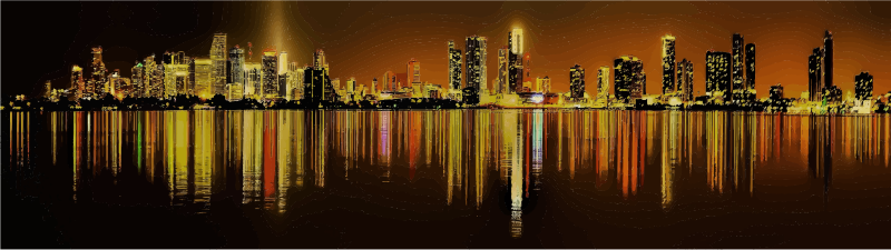 Clipart - Miami Night Skyline