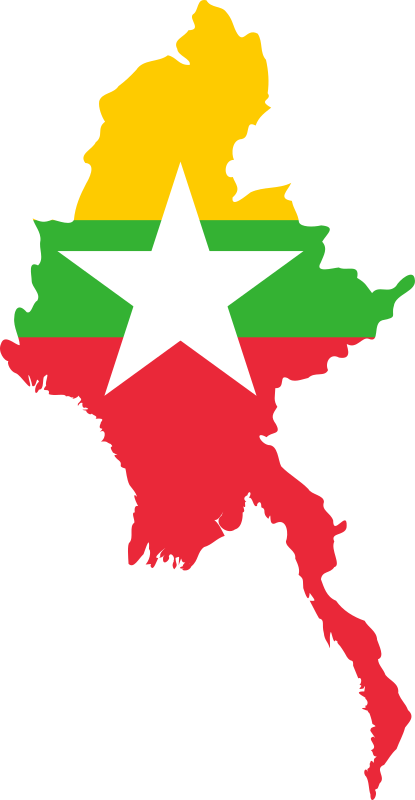 Flag Myanmar Map Outline Burma Map Stock Vector Illustration Of