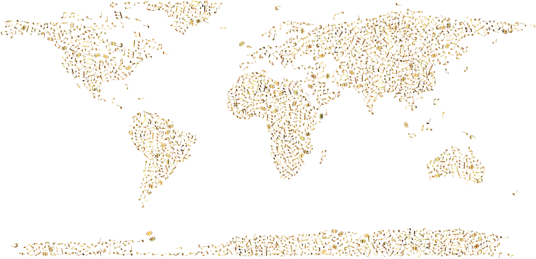 clipart gold musical world map no background world map no background