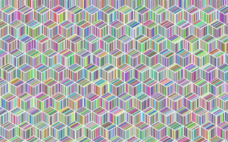 Clipart - Prismatic Isometric Striped Cubes Pattern