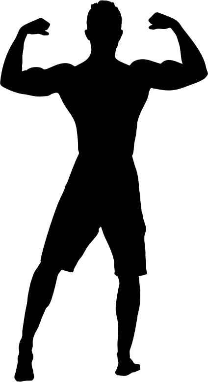 Clipart - Bodybuilder Flexing Back Muscles Silhouette
