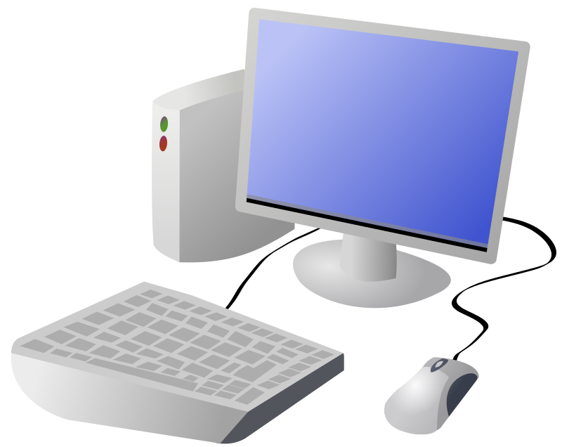 Cartoon Computer and Desktop by DTRave - A drawing of a computer, monitor, keyboard and mouse.