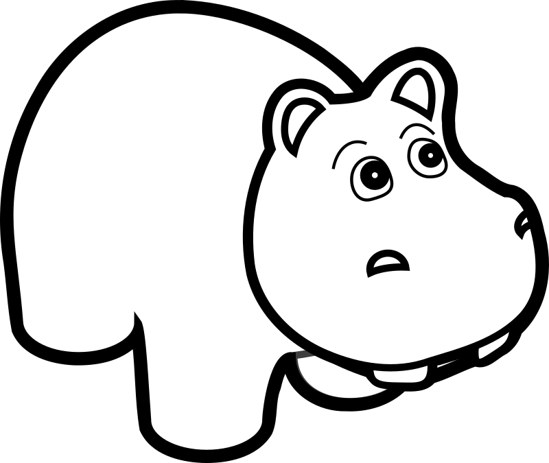 Line Art Png : Clipart hippo line art