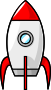 A cartoon moon rocket